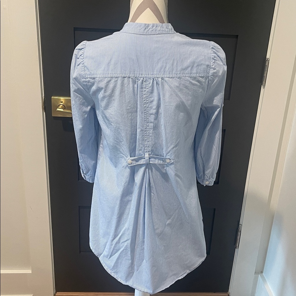 Anthropology Odille Light Blue Striped Button Down Shirt Cottagecore Size 4 - Picture 5 of 7